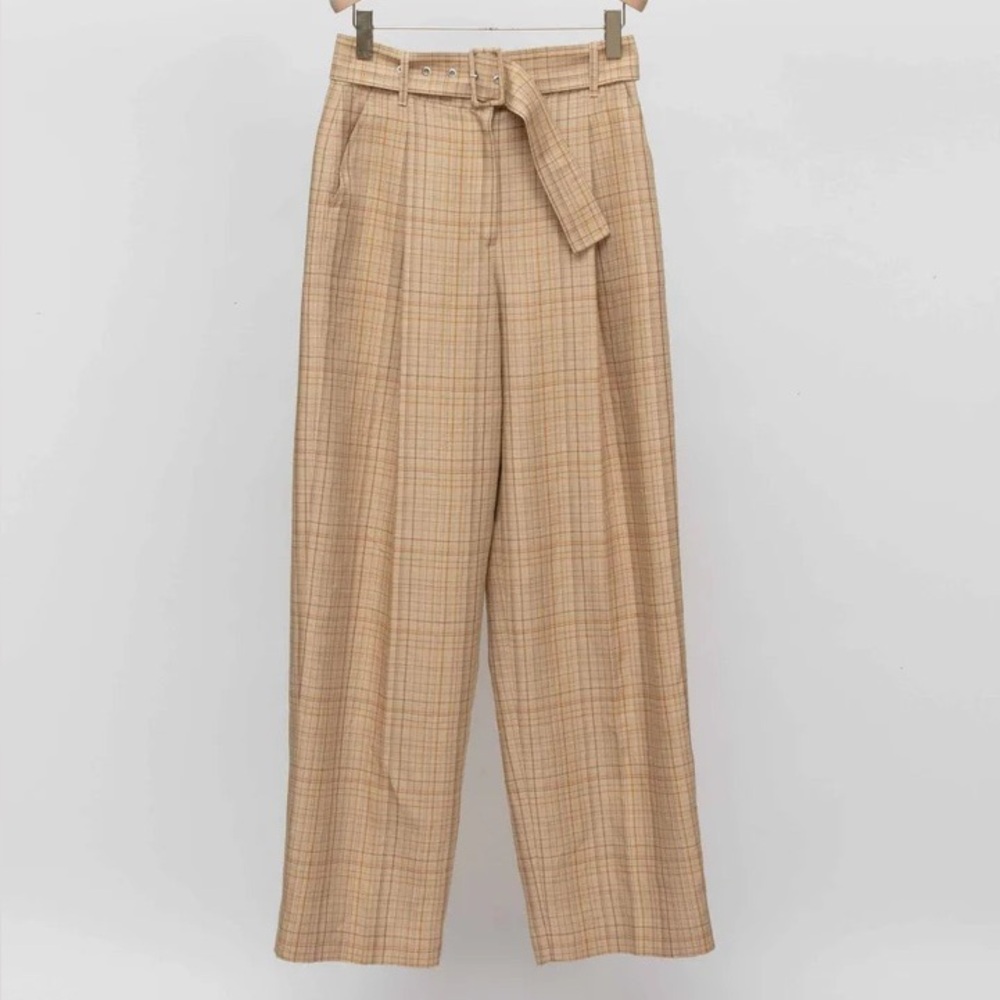 3.1 Phillip Lim Linen Plaid Tan Women's Pants
